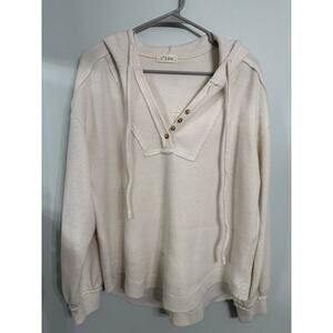 C’isa Cream Knit Hoodie Sweatshirt